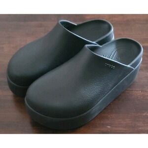 Crocs Dylan Clog Shoes Womens Size 8 Black Foam Slip On Platform Comfort Mules